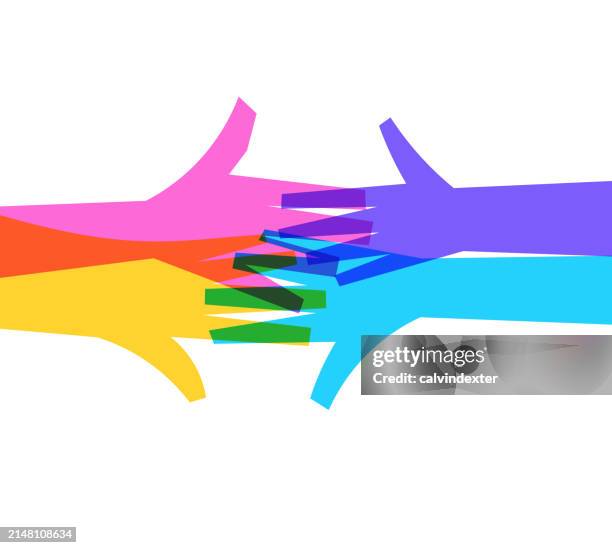 illustrations, cliparts, dessins animés et icônes de mains humaines multicolores - concepts