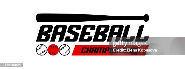 team sport concept in flat style. cards with baseballs on a white background. stylish creative vector icon. - baseball bat stock illustrations