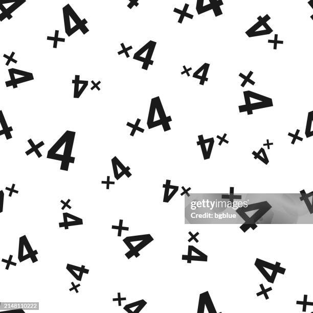 illustrazioni stock, clip art, cartoni animati e icone di tendenza di x4, quattro volte. modello senza soluzione di continuità. icone su sfondo bianco - moltiplicazione