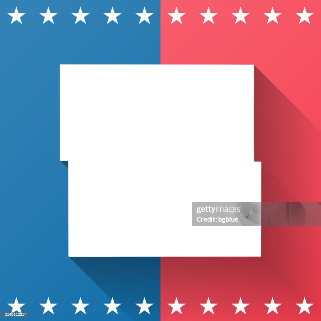 Black Hawk County, Iowa. Map on blue and red background
