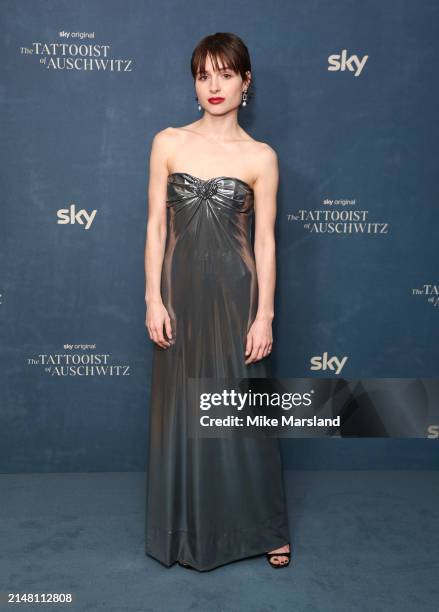 Anna Próchniak attends "The Tattooist Of Auschwitz" Gala Screening at BAFTA on April 09, 2024 in London, England.