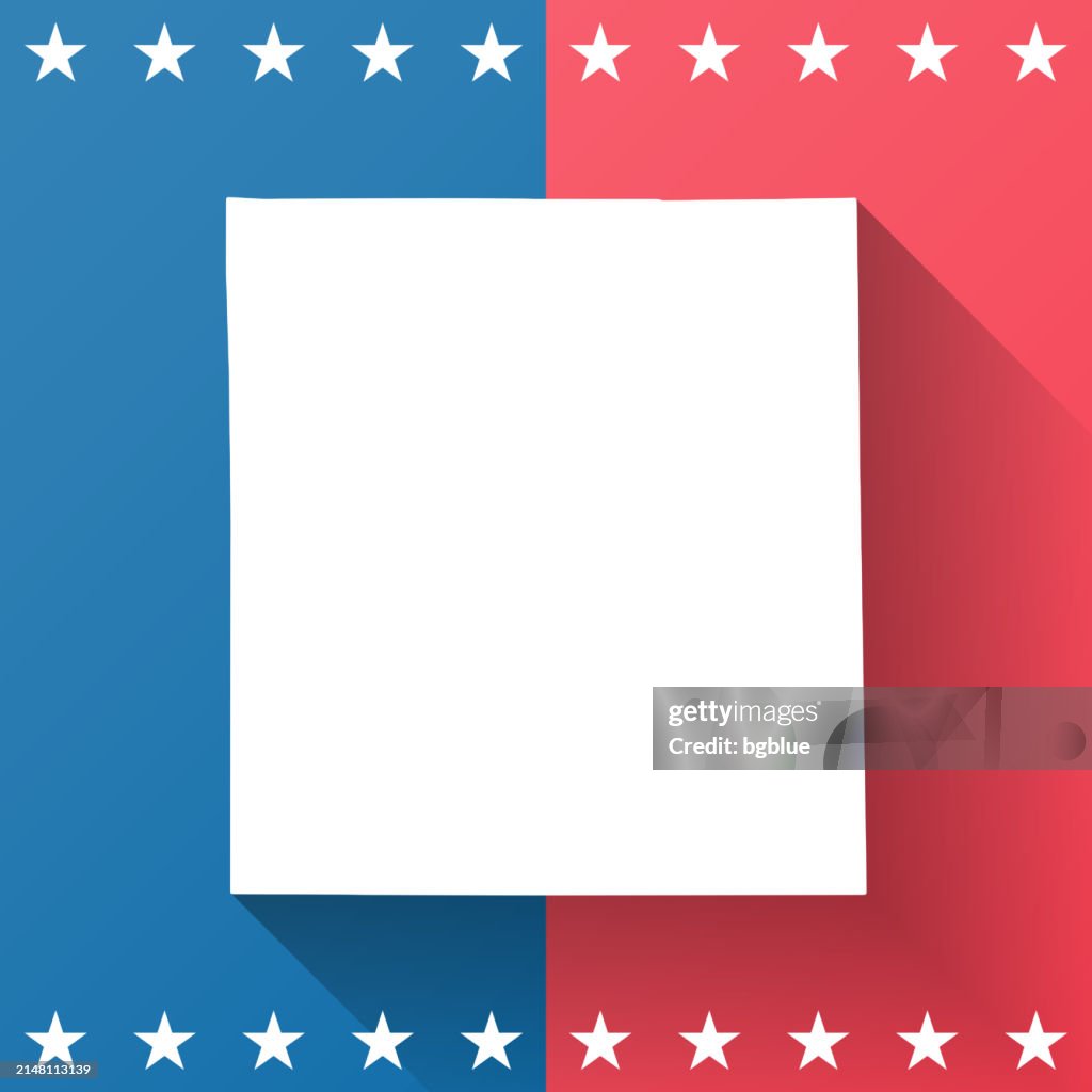 Delaware County, Indiana. Map on blue and red background