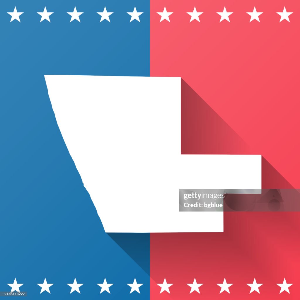 Muskegon County, Michigan. Map on blue and red background
