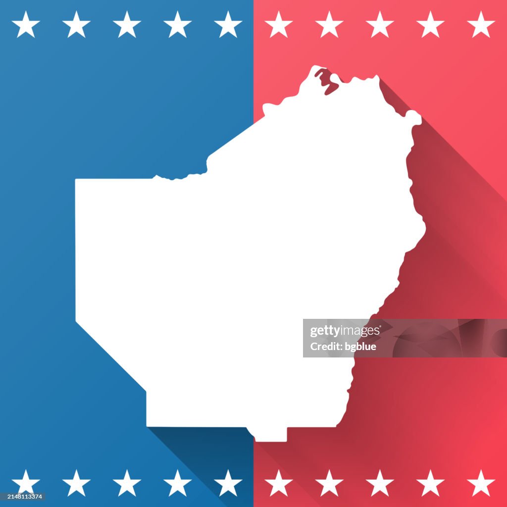 Ouachita Parish, Louisiana. Map on blue and red background