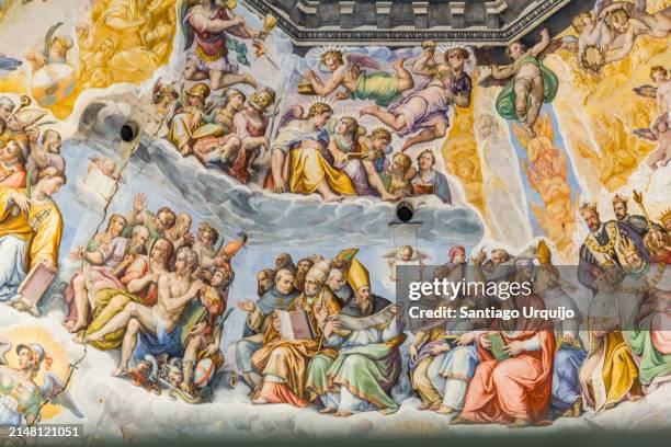 fresco paintings inside florence duomo - painted angels stock pictures, royalty-free photos & images