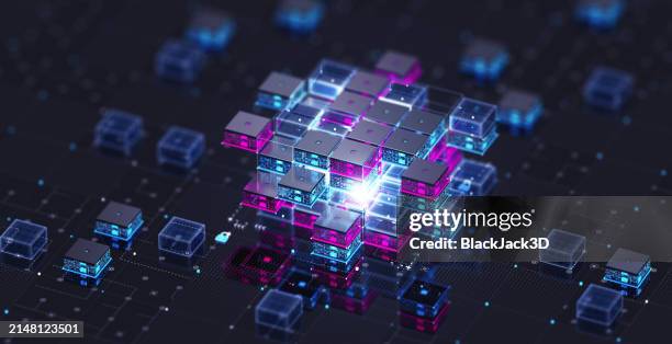 big data structure. blocks concept - blockchain stockfoto's en -beelden