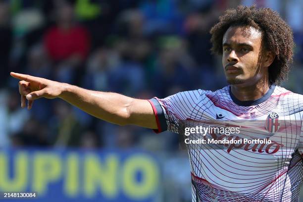 Joshua Zirkzee of Bologna FC gestures during the Serie A football match between Frosinone Calcio and Bologna FC at Benito Stirpe stadium in Frosinone...