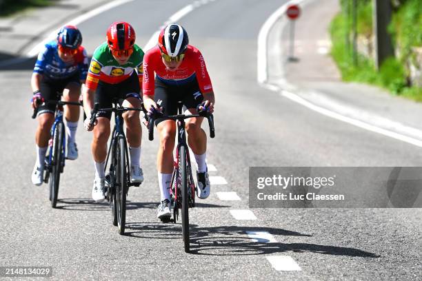 Alessia Vigilia of Italy and Team FDJ - SUEZ, Demi Vollering of The Netherlands and Team SD Worx - Protime and Elisa Longo Borghini of Italy and Team...