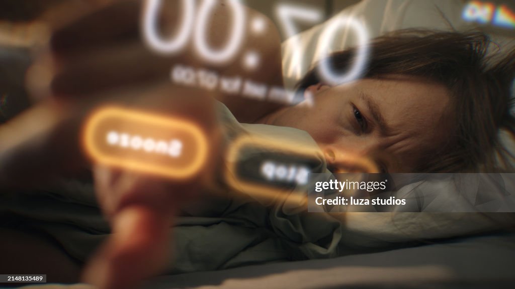 Point of view turning off alarm clock