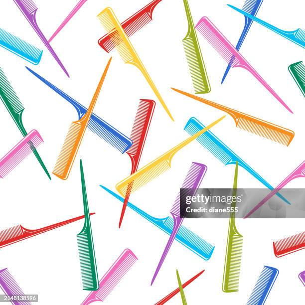 seamless pattern of hair stylists combs - salon background stock illustrations