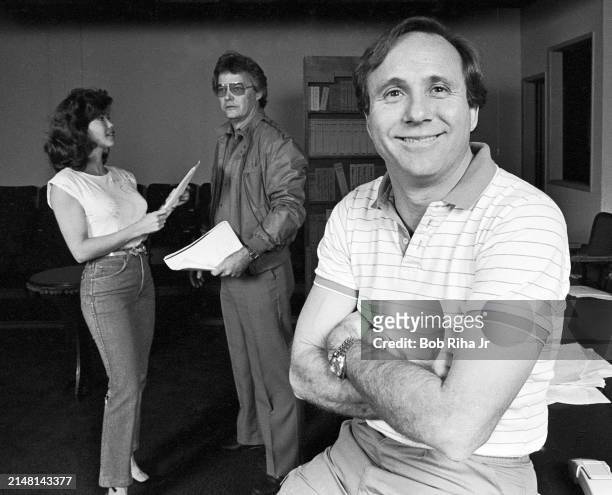 Actor Michael Reagan, President Reagan's adopted son, rehearses a scene with Actress and Model Barbi Benton during acting class with Acting Coach...