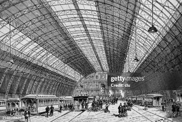 new york city, grand central station inside - grand central station inside stock illustrations