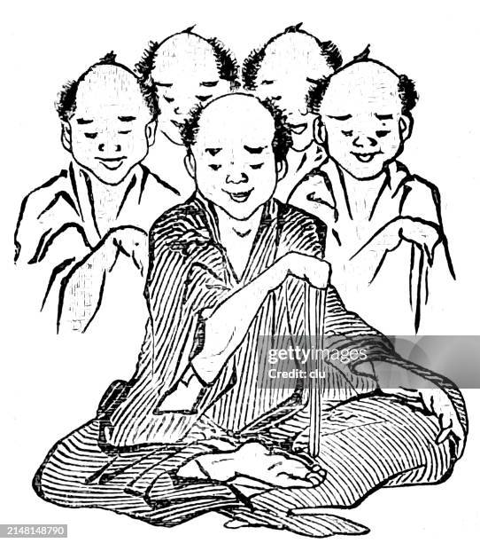 fünf japanische männer in yoga-position - 1884 stock-grafiken, -clipart, -cartoons und -symbole