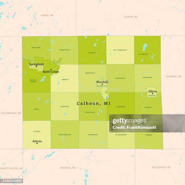 mi calhoun county vector map green - lake calhoun stock illustrations