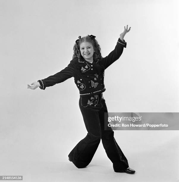 Studio shot of English actress, dancer and singer Bonnie Langford in London, circa 1974. Bonnie Langford currently appears in the West End production...