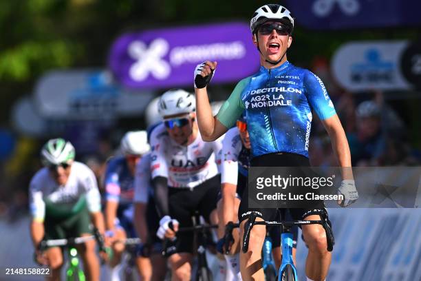 Benoit Cosnefroy of France and Decathlon AG2R La Mondiale Team celebrates at finish line as race winner during the 64th De Brabantse Pijl - La Fleche...