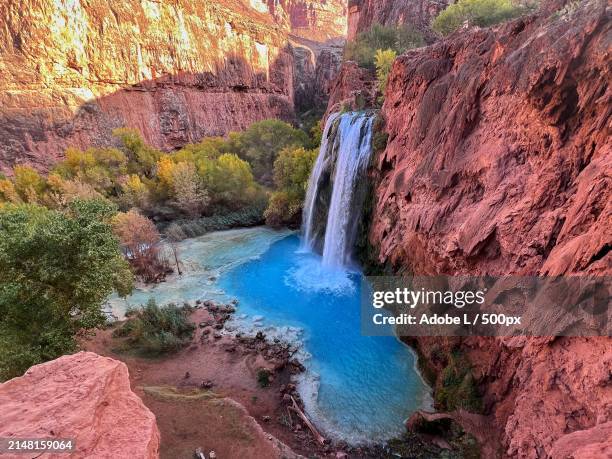 high angle view of waterfall,coconino county,arizona,united states,usa - coconino county stock pictures, royalty-free photos & images