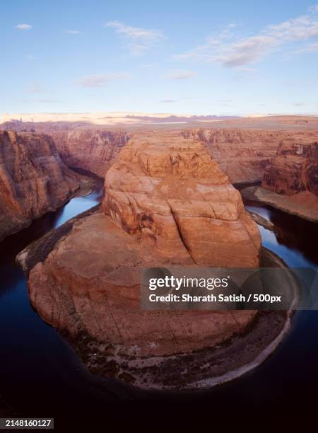 scenic view of horseshoe bend against sky,page,arizona,united states,usa - coconino county stock pictures, royalty-free photos & images