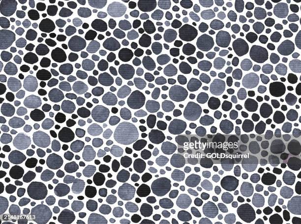 dark spots hand painted by black ink - seamless abstract pattern background with texture - uneven messy irregular dots on white watercolor paper - original handmade graphic design in vector - isolated colour stock illustrations
