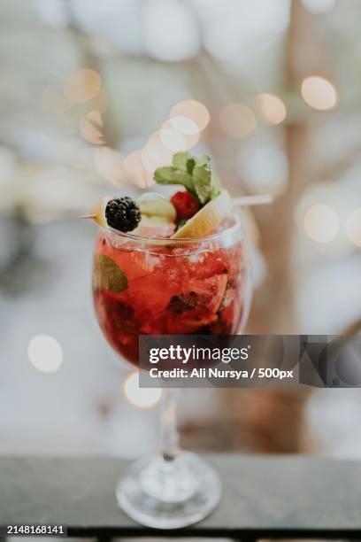 close-up of drink in glass on table - bloody mary stock pictures, royalty-free photos & images