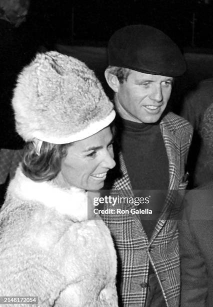 Married American couple socialite Ethel Kennedy and politician & US Senator Robert F Kennedy sighted at ice skating rink at Rockefeller Center, New...