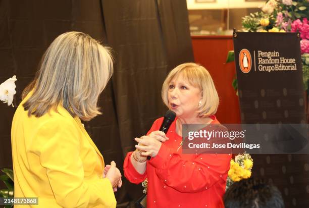 Luz Maria Doria and Cristina Saralegui seen at Barnes & Noble West Kendall on April 05, 2024 in Miami, Florida.