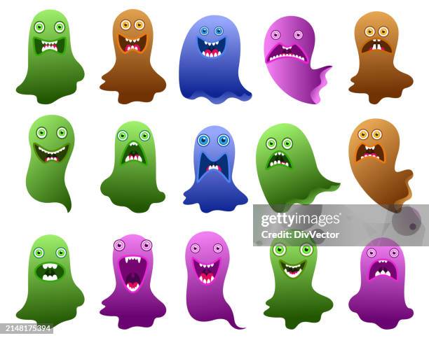 ghost icon vector set - cute monster stock illustrations