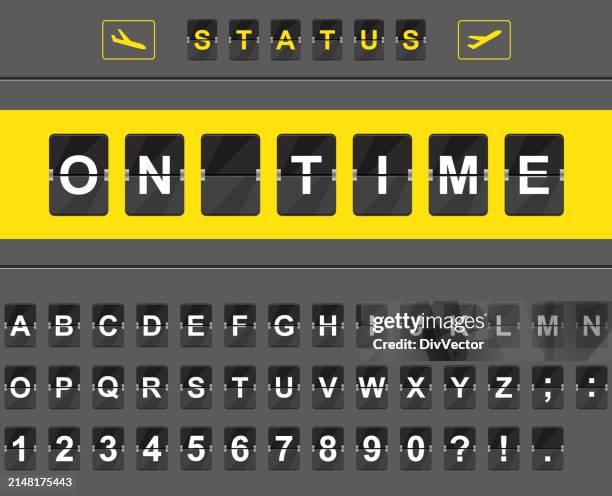 vector analog flip board timetable - digital signage display stock illustrations