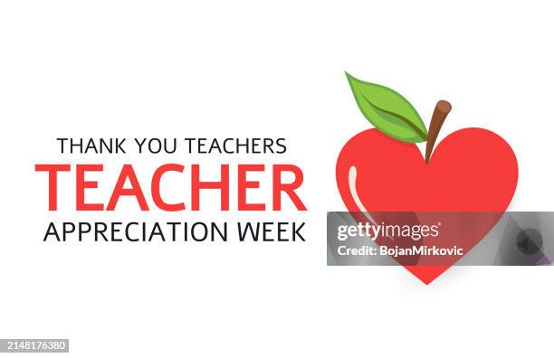 teacher appreciation week card, thank you teachers. vector - week stock illustrations