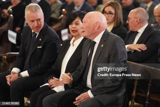 The Lehendakari, Iñigo Urkullu and the former Lehendakari, Juan Jose Ibarretxe , at the funeral mass of the former Lehendakari Jose Antonio Ardanza,...