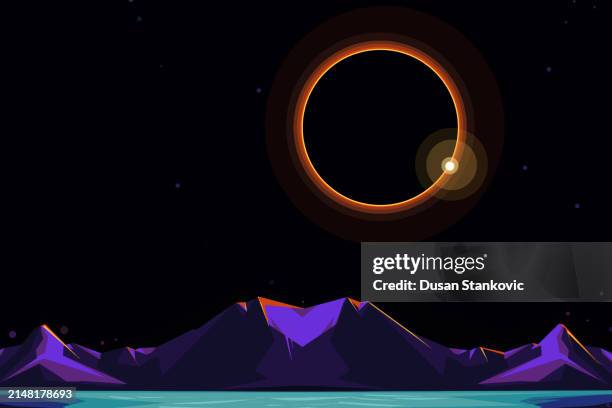 when sun meets the moon it's called eclipse - celestial-sun-moon-and-stars-background stock illustrations