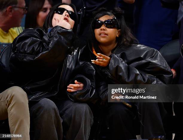 North West attends a game between the Golden State Warriors and the Los Angeles Lakers at Crypto.com Arena on April 09, 2024 in Los Angeles,...