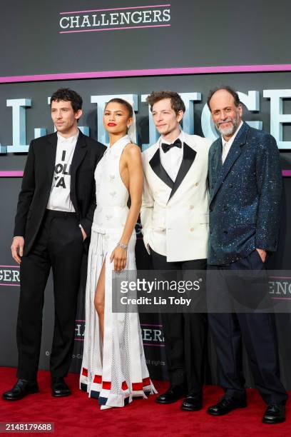 Josh O'Connor, Zendaya, Mike Faist and Luca Guadagnino attend the UK premiere of "Challengers" at the Odeon Luxe Leicester Square on April 10, 2024...