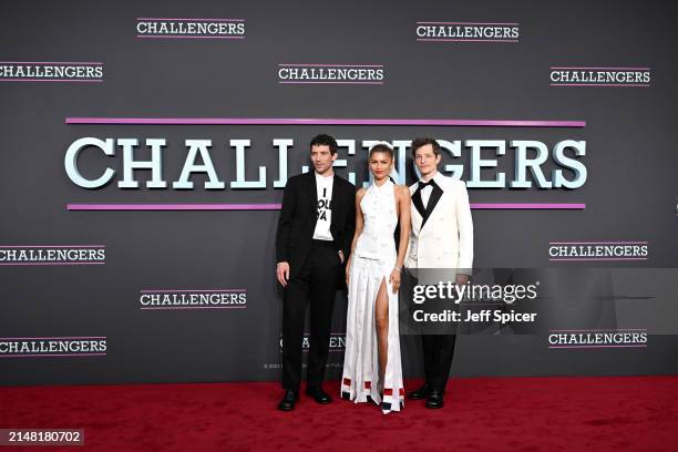 Josh O'Connor, Zendaya and Mike Faist attend the "Challengers" UK Premiere at Odeon Luxe Leicester Square on April 10, 2024 in London, England....