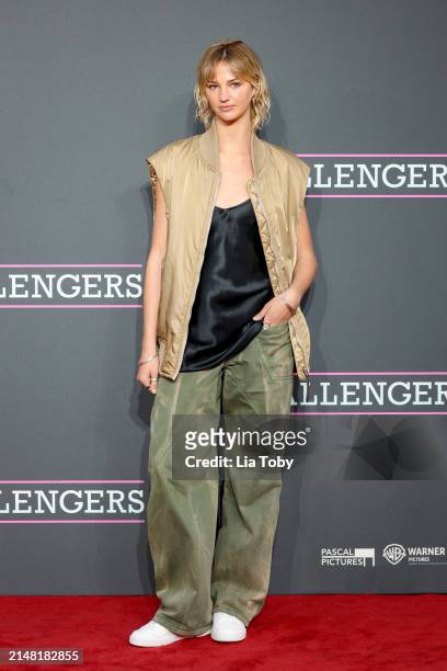 Mia Regan attends the UK premiere of "Challengers" at the Odeon Luxe Leicester Square on April 10, 2024 in London, England.