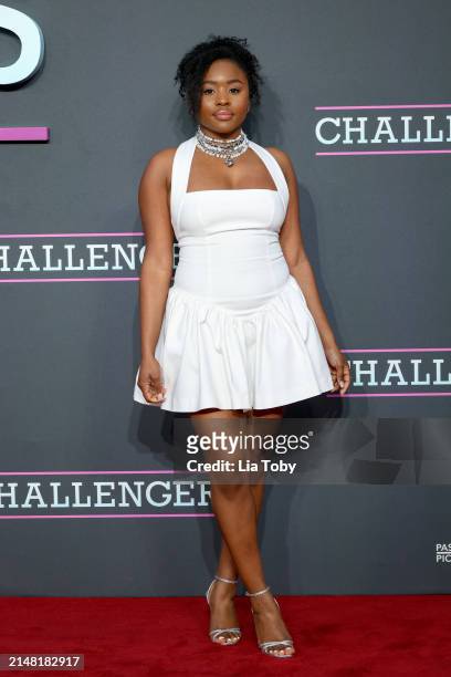 Tinea Taylor attends the UK premiere of "Challengers" at the Odeon Luxe Leicester Square on April 10, 2024 in London, England.