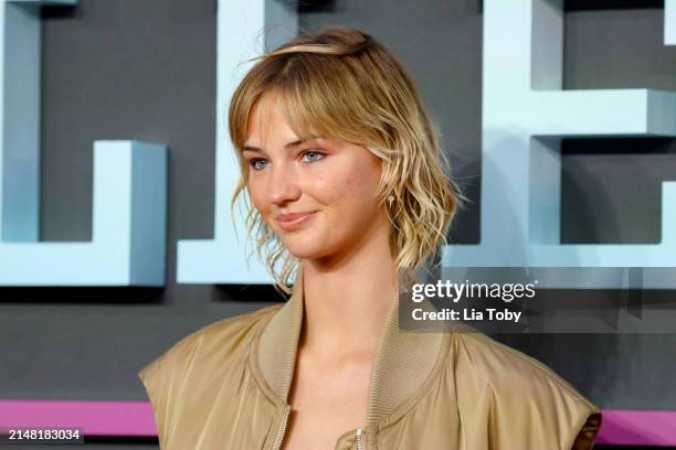 Mia Regan attends the UK premiere of "Challengers" at the Odeon Luxe Leicester Square on April 10, 2024 in London, England.