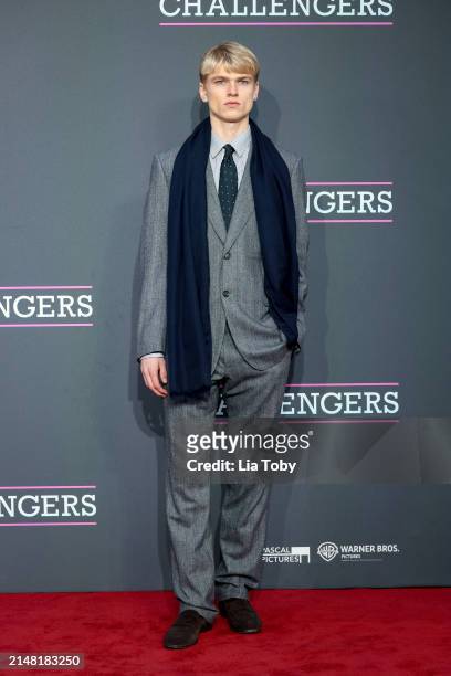 James Edward attends the UK premiere of "Challengers" at the Odeon Luxe Leicester Square on April 10, 2024 in London, England.