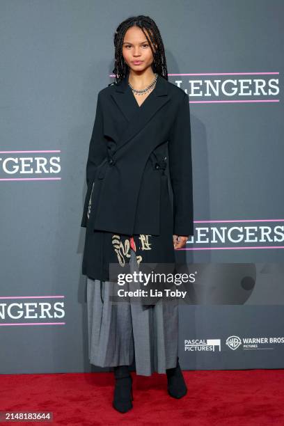 Indeyarna Donaldson-Holness attends the UK premiere of "Challengers" at the Odeon Luxe Leicester Square on April 10, 2024 in London, England.