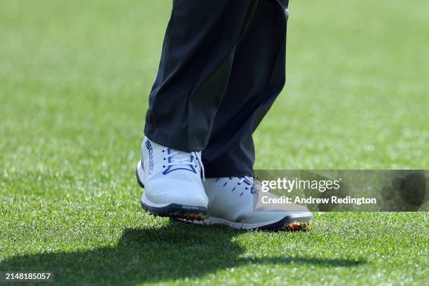 Nick Faldo of England shoes are seen on the second hole during the Par Three Contest prior to the 2024 Masters Tournament at Augusta National Golf...