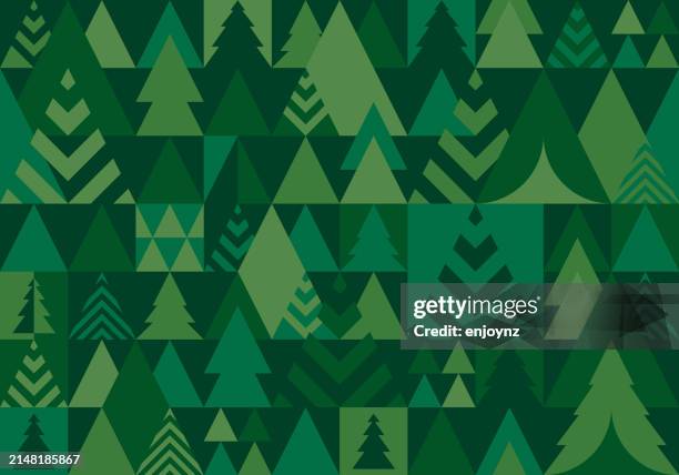illustrazioni stock, clip art, cartoni animati e icone di tendenza di sfondo senza soluzione di continuità del modello di alberi di natale verde foresta - natale
