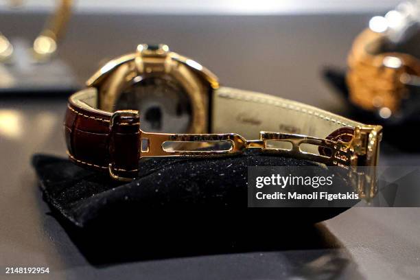 View of Tony Bennett's Cartier “Cle De Cartier” Watch from Lady Gaga on display at Julien's Auctions: "Tony Bennett: A Life Well Lived" press preview...