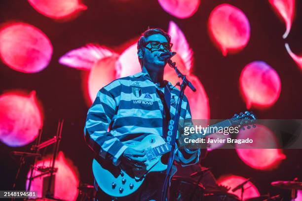 Alejandro Abeijon of Rawayana performs at WiZink Center on April 10, 2024 in Madrid, Spain.