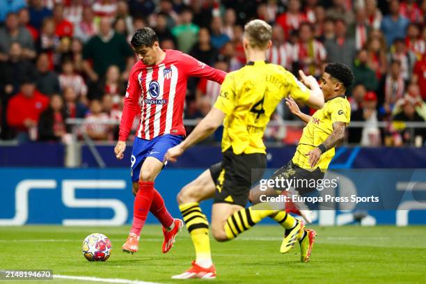 Alvaro Morata of Atletico de Madrid in action during the UEFA Champions League, Quarter finals, football match played between Atletico de Madrid and...