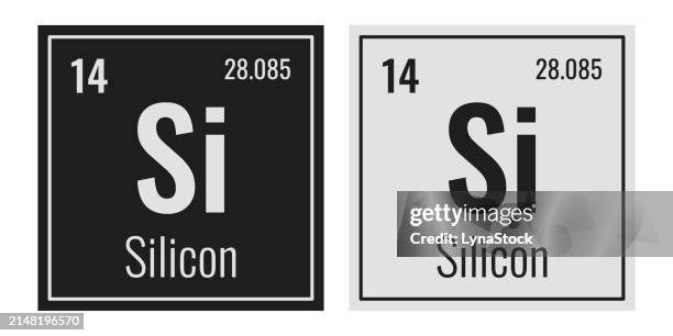 silicon symbol. chemical element of the periodic table. vector illustration isolated on white background. glass sign. - silicon stock illustrations