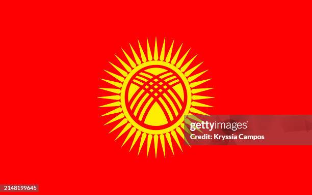 flag of kyrgyzstan - tokmok kyrgyzstan stock pictures, royalty-free photos & images