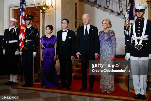 President Joe Biden , and first lady Jill Biden welcome Japanese Prime Minister Fumio Kishida and his wife Yuko Kishida to the White House for a...