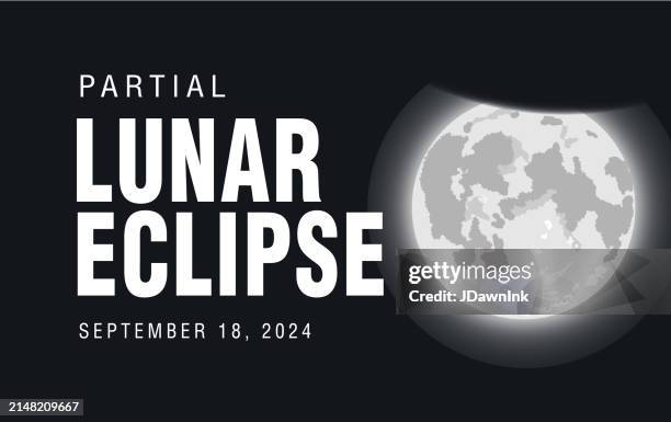 partial lunar eclipse september 2024 celestial event web banner design template - moon eclipse stock illustrations