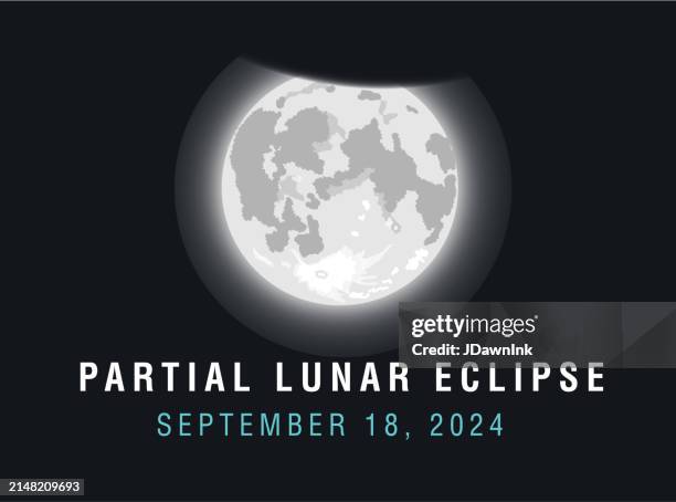 partial lunar eclipse september 2024 celestial event web banner design template - moon eclipse stock illustrations