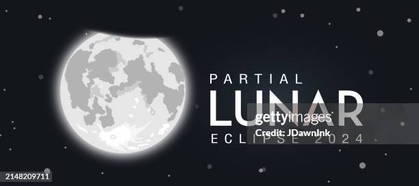 partial lunar eclipse september 2024 celestial event web banner design template - moon eclipse stock illustrations